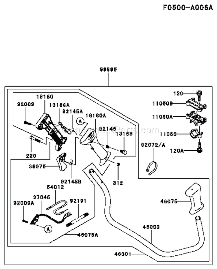 Page K Diagram and Parts List for KBL34A-AS01 HA034F Kawasaki Trimmer
