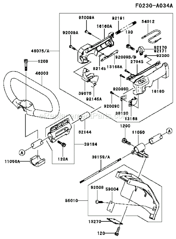 Page M Diagram and Parts List for KBL34A-AS01 HA034F Kawasaki Trimmer