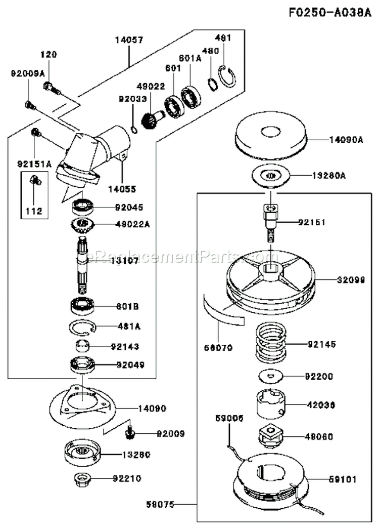 Page C Diagram and Parts List for KBL34A-AS01 HA034F Kawasaki Trimmer