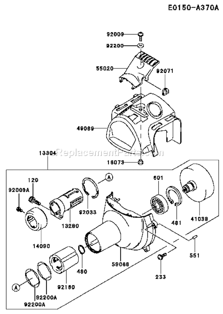 Page D Diagram and Parts List for KBL34A-AS01 HA034F Kawasaki Trimmer