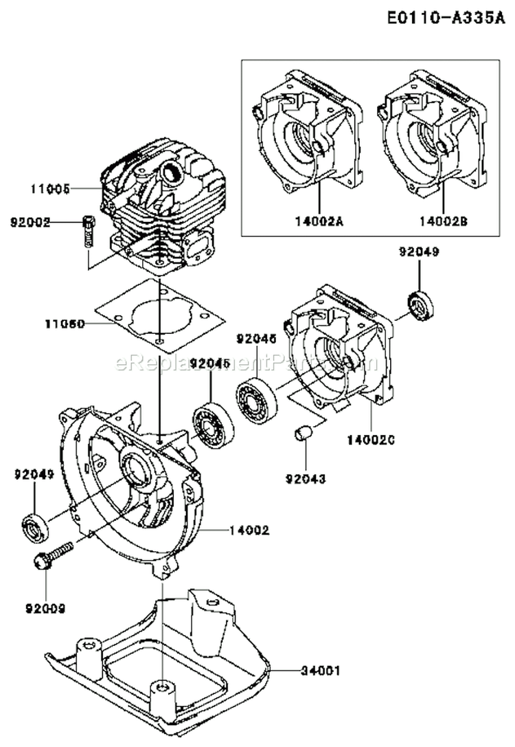 Page E Diagram and Parts List for KBL34A-AS01 HA034F Kawasaki Trimmer