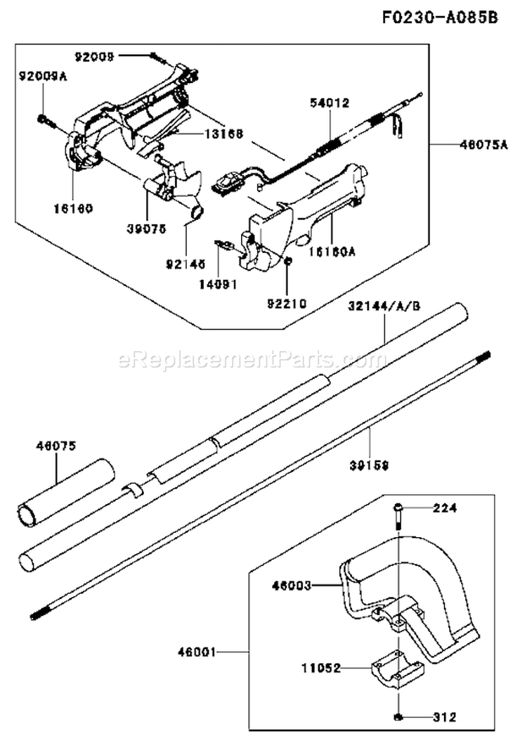 Page J Diagram and Parts List for KCL525A-A1  Kawasaki Hedge Trimmer