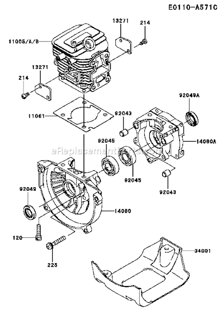 Page E Diagram and Parts List for KCL525A-A1  Kawasaki Hedge Trimmer