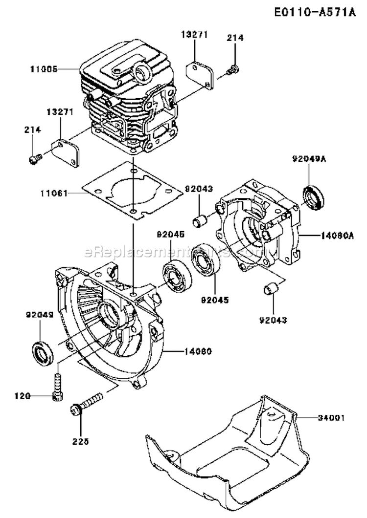 Page E Diagram and Parts List for KCS525AC A2 Kawasaki Hedge Trimmer