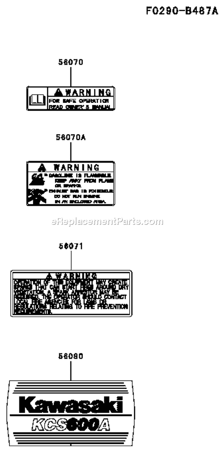 Page H Diagram and Parts List for KCS600A-AS00  Kawasaki Hedge Trimmer