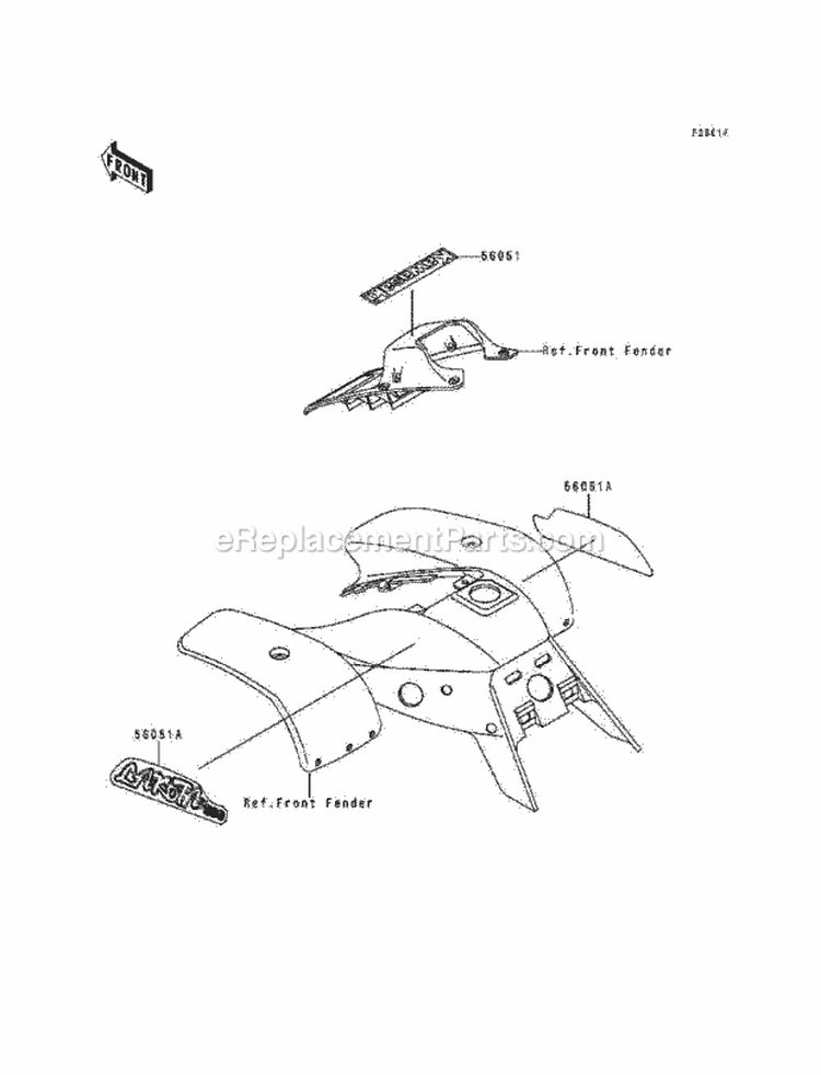 Decals, Red Diagram and Parts List for KEF300-A1 1995 Kawasaki 