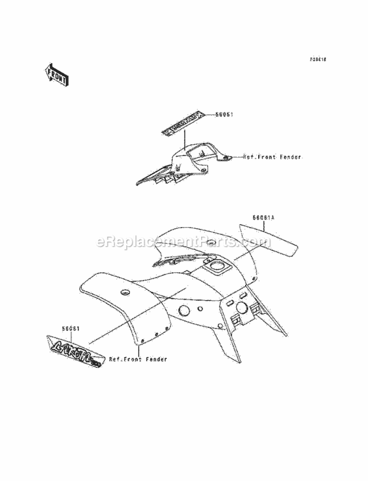 Decals, Green Diagram and Parts List for KEF300-A2 1996 Kawasaki 