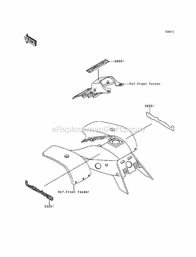 Decals, Red Diagram and Parts List for KEF300-A3 1997 Kawasaki 