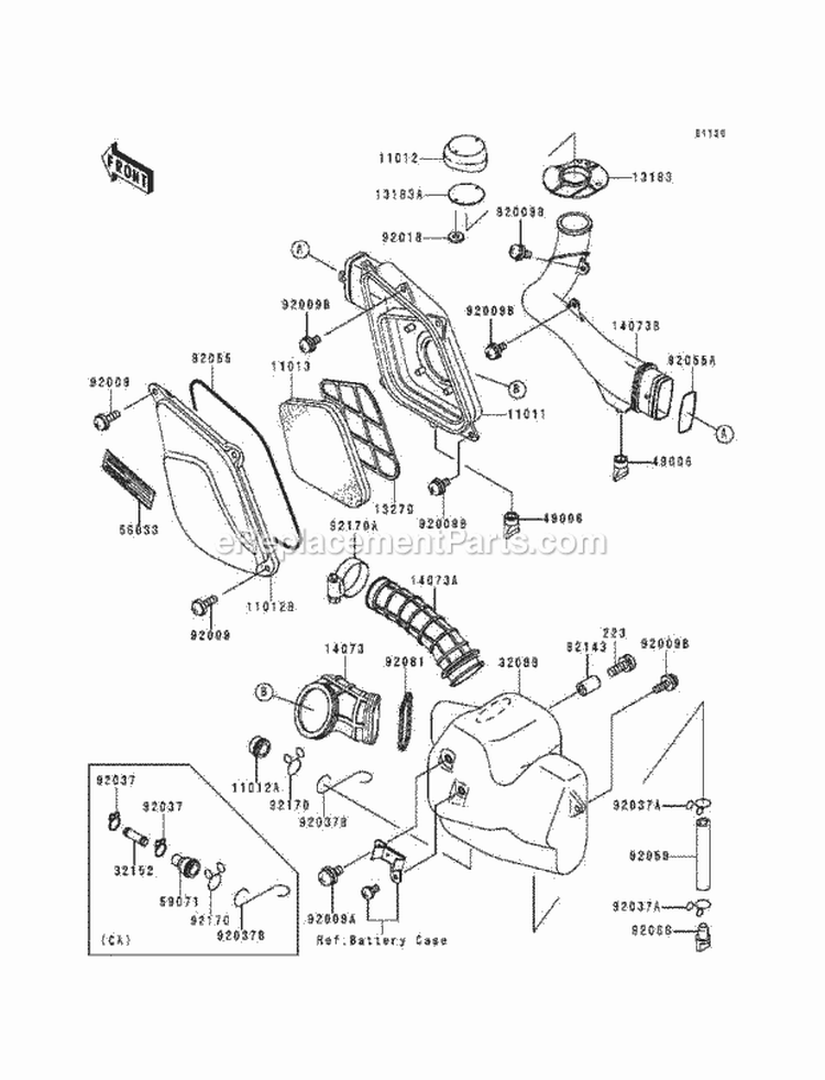 Air Cleaner Diagram and Parts List for KEF300-A5 1999 Kawasaki 