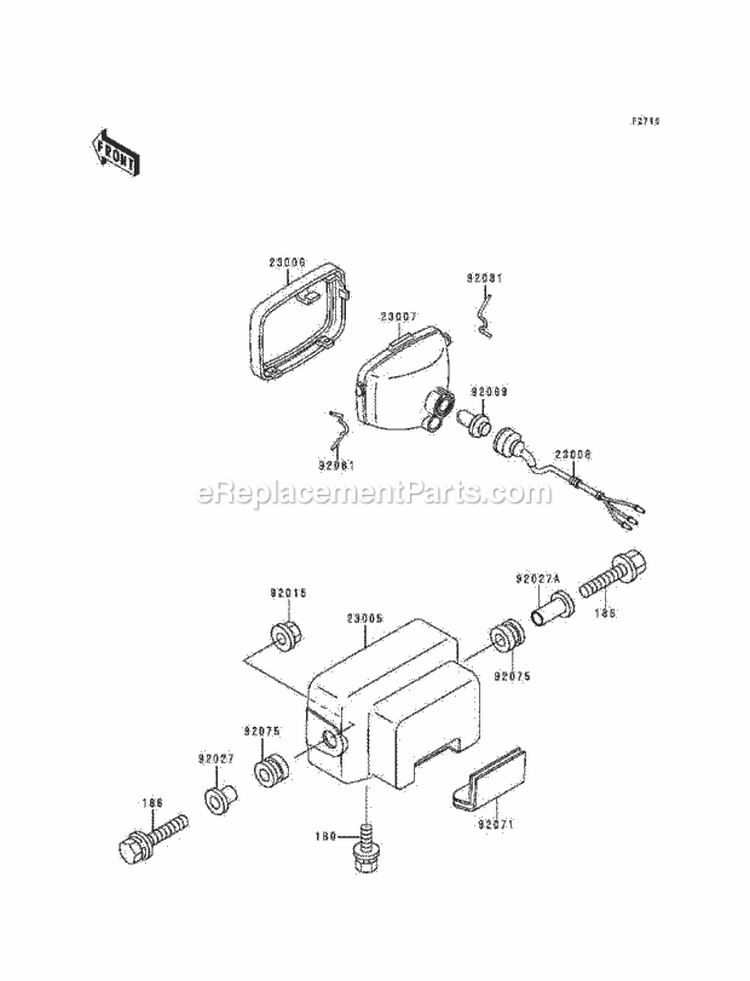 Headlight, S Diagram and Parts List for KEF300-A5 1999 Kawasaki 