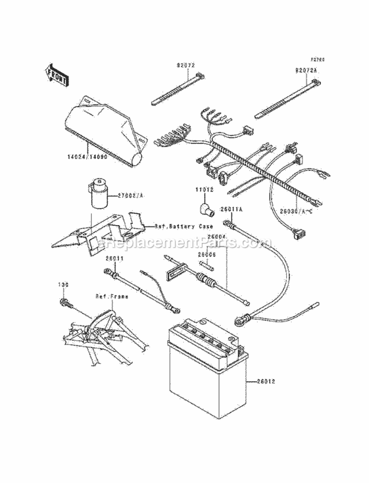Chassis Electrical Equipment Diagram and Parts List for KEF300-A5 1999 Kawasaki 