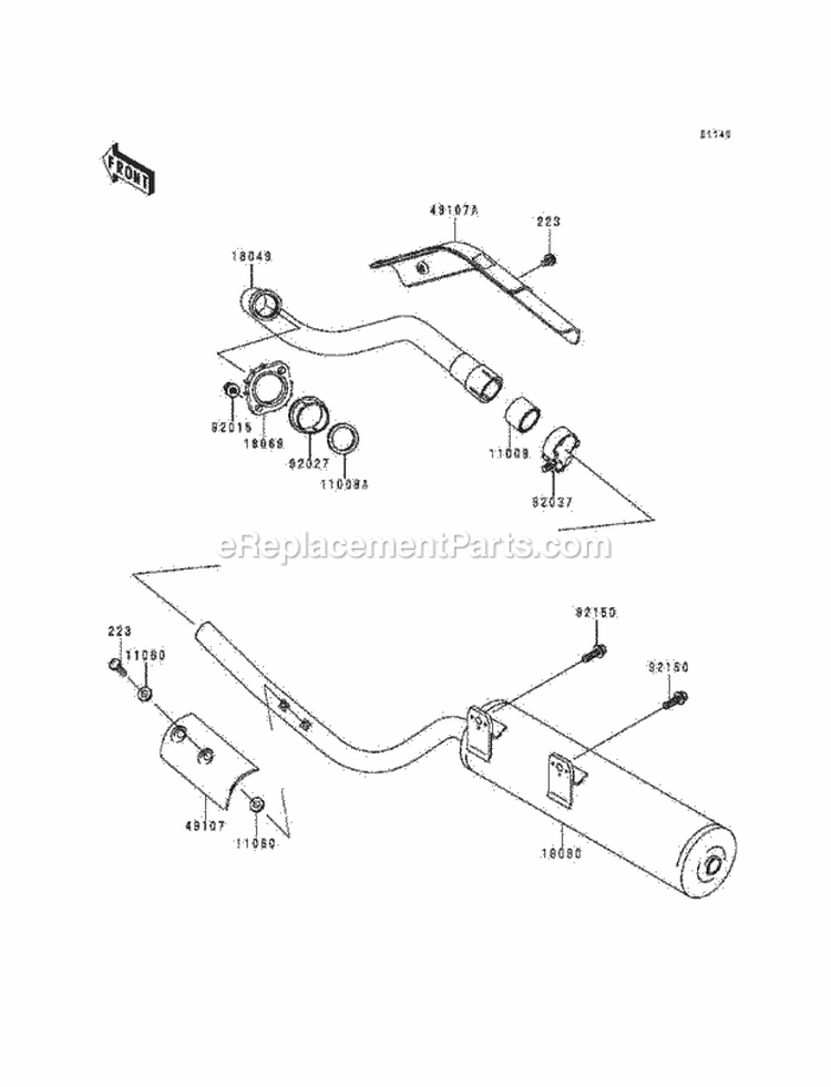 Muffler, S Diagram and Parts List for KEF300-A5 1999 Kawasaki 