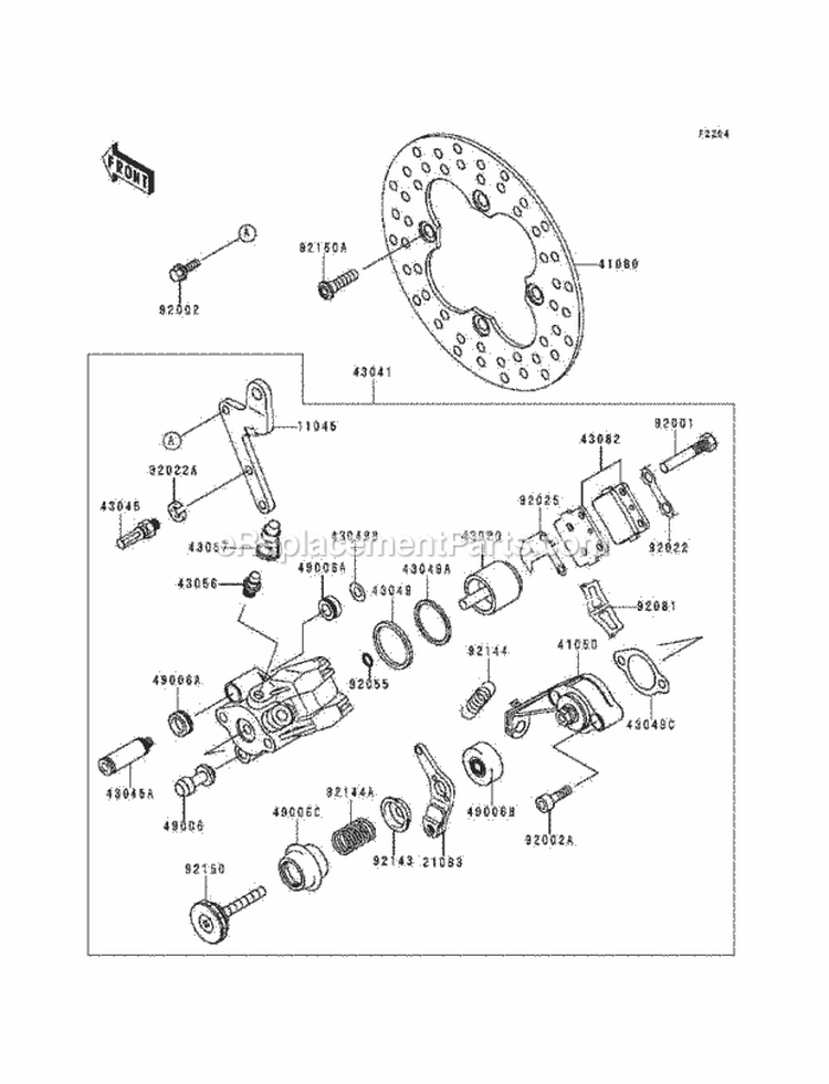 Rear Brake Diagram and Parts List for KEF300-A5 1999 Kawasaki 