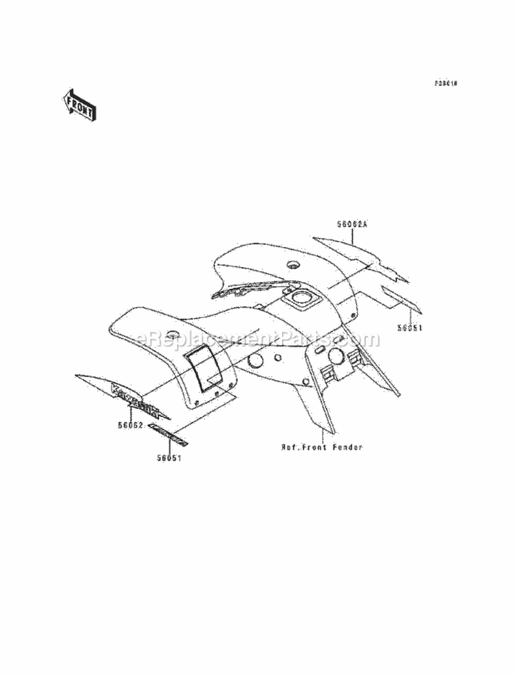 Decals, Green Diagram and Parts List for KEF300-A5 1999 Kawasaki 