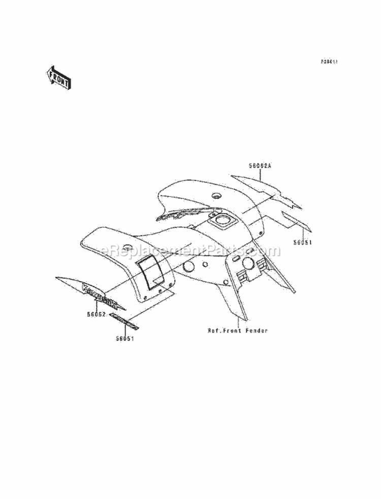 Decals, Red Diagram and Parts List for KEF300-A5 1999 Kawasaki 