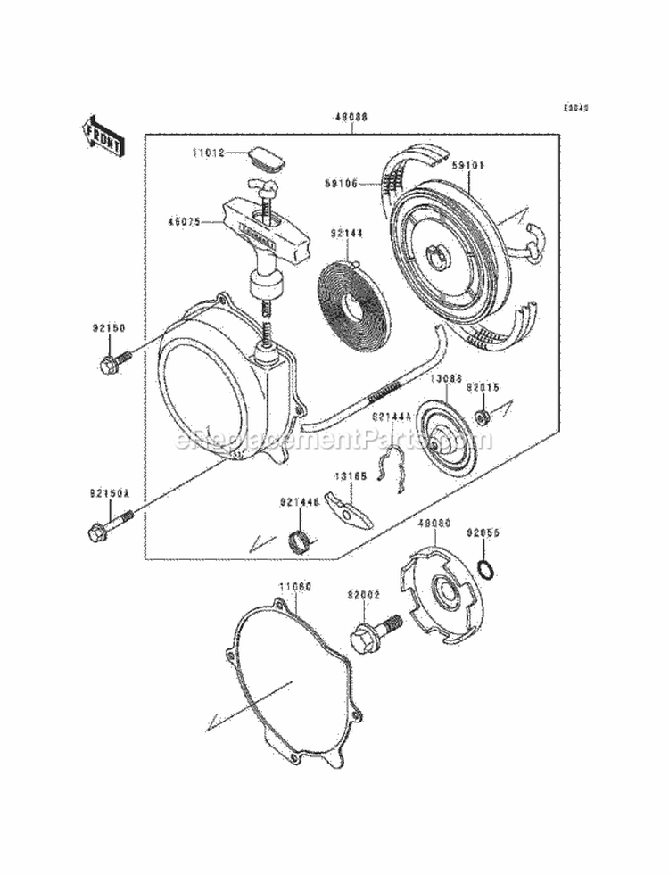 Recoil Starter Diagram and Parts List for KEF300-A5 1999 Kawasaki 