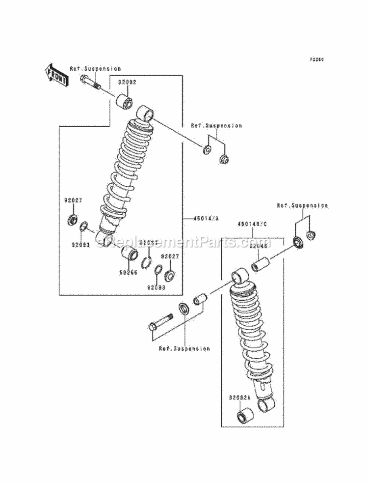 Shock Absorber, S Diagram and Parts List for KEF300-A4 1998 Kawasaki 