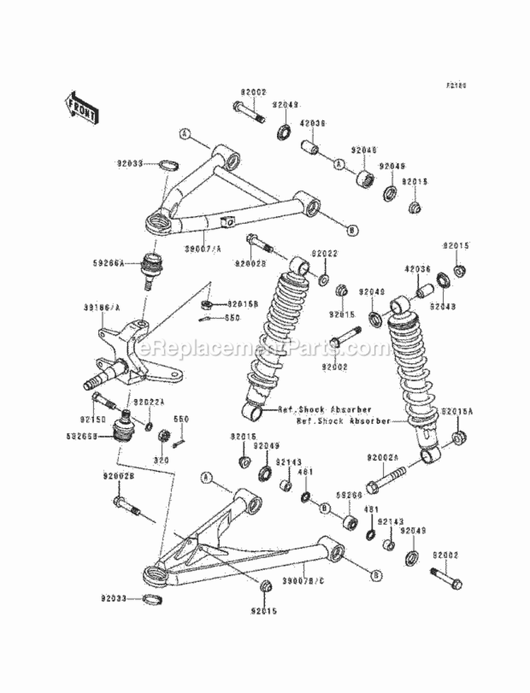 Suspension Diagram and Parts List for KEF300-A5 1999 Kawasaki 