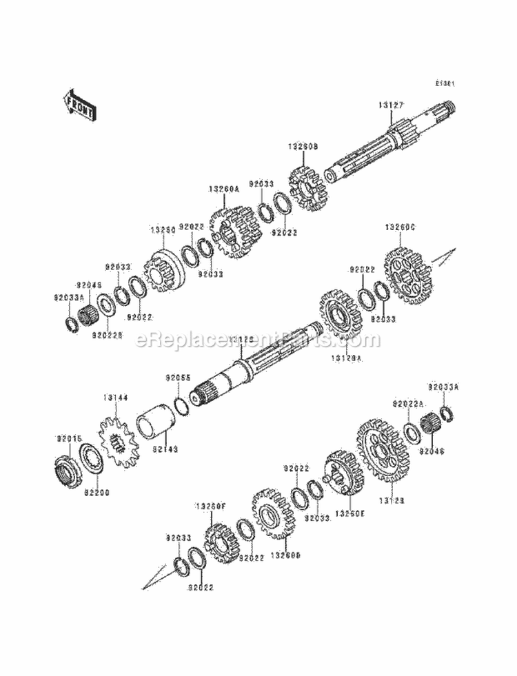 Transmission Diagram and Parts List for KEF300-A5 1999 Kawasaki 