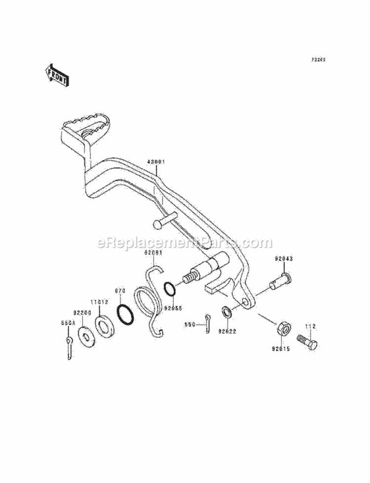 Brake Pedal Diagram and Parts List for KEF300-A5 1999 Kawasaki 