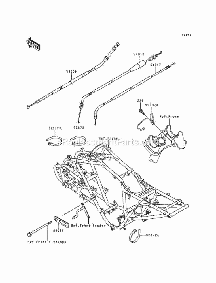 Cables Diagram and Parts List for KEF300-A4 1998 Kawasaki 