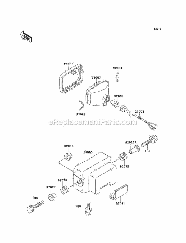 Headlight, S Diagram and Parts List for KEF300-A4 1998 Kawasaki 