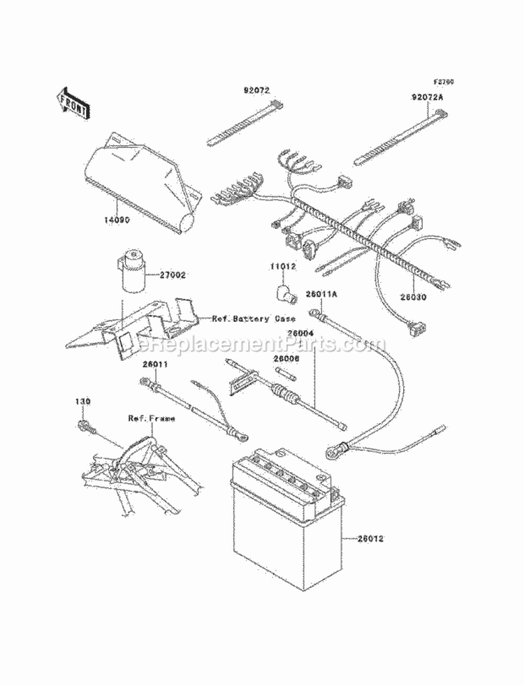 Chassis Electrical Equipment Diagram and Parts List for KEF300-A6 2000 Kawasaki 