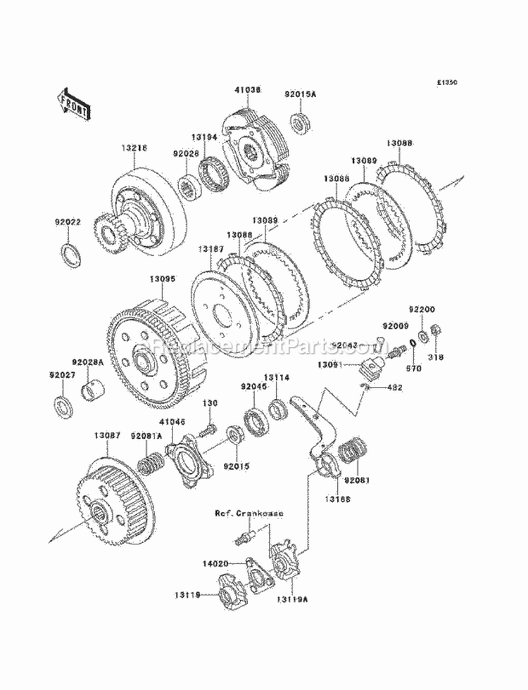 Clutch Diagram and Parts List for KEF300-A6 2000 Kawasaki 