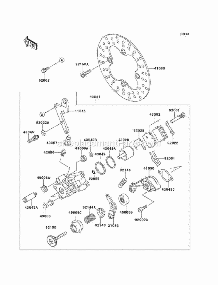 Rear Brake Diagram and Parts List for KEF300-A4 1998 Kawasaki 