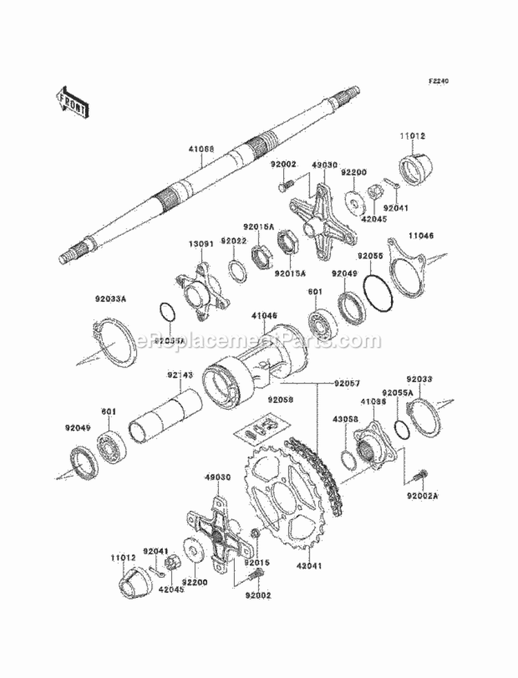 Rear Hub Diagram and Parts List for KEF300-A1 1995 Kawasaki 