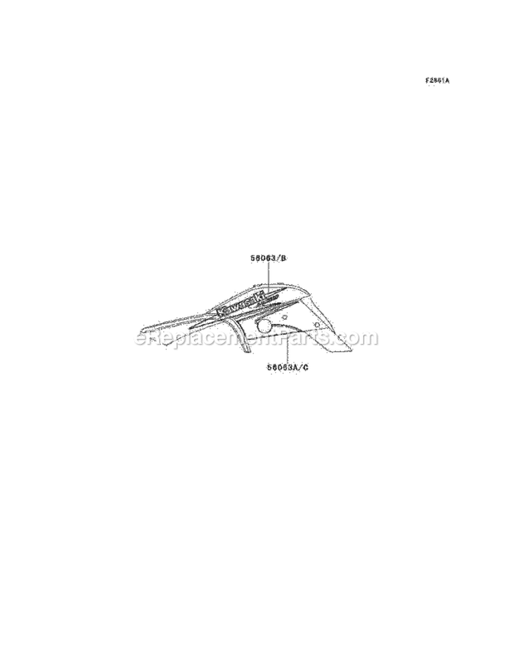 Decals, Red Diagram and Parts List for KEF300-A6 2000 Kawasaki 