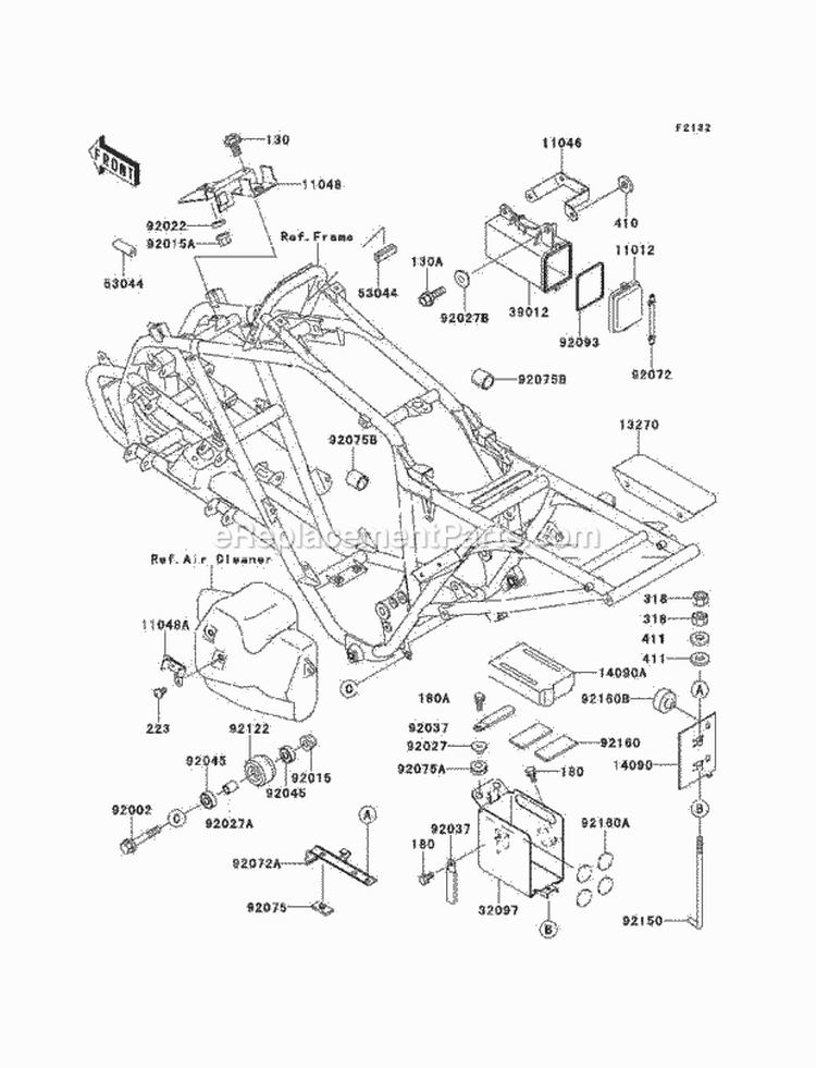 Battery Case Diagram and Parts List for KEF300-A6 2000 Kawasaki 