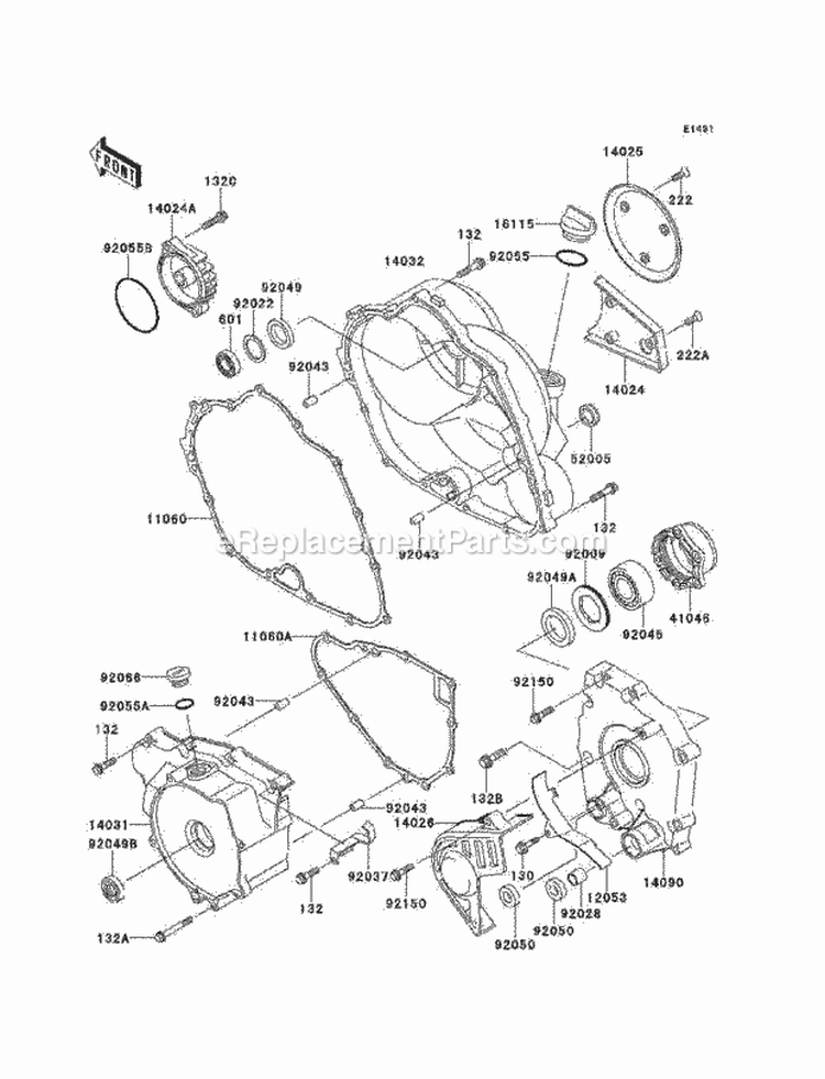 Engine Cover, S Diagram and Parts List for KEF300-A6 2000 Kawasaki 