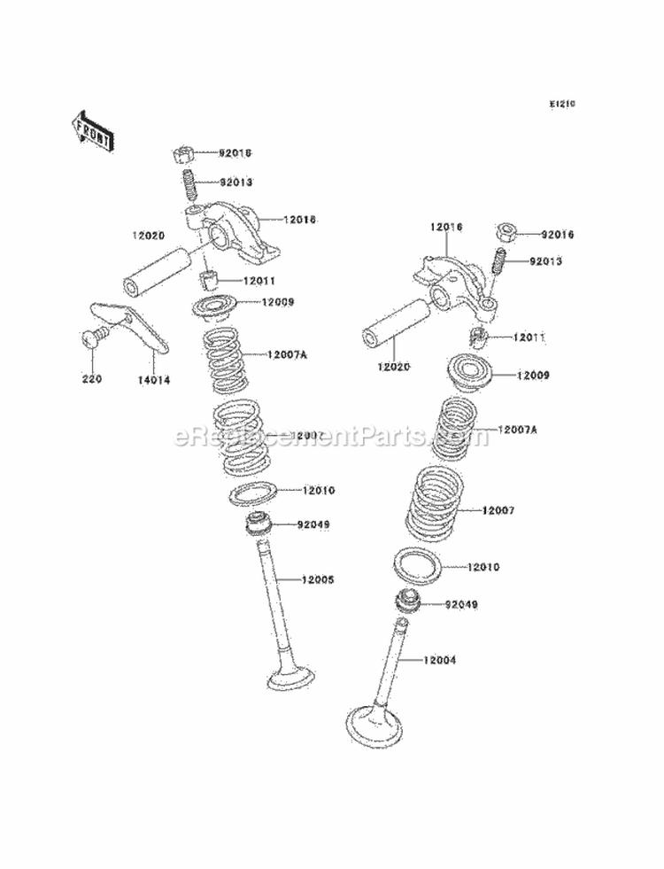 Valve, S Diagram and Parts List for KEF300-A4 1998 Kawasaki 