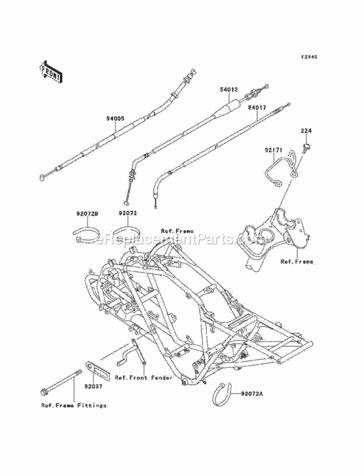 Cables Diagram and Parts List for KEF300-A6 2000 Kawasaki 