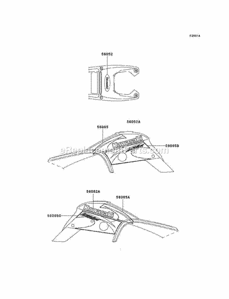 Decals Diagram and Parts List for KEF300-B2 2002 Kawasaki 