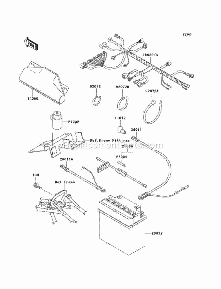 Chassis Electrical Equipment Diagram and Parts List for KEF300-B3 2003 Kawasaki 
