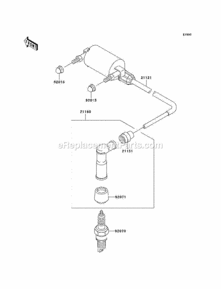 Ignition System Diagram and Parts List for KEF300-B2 2002 Kawasaki 