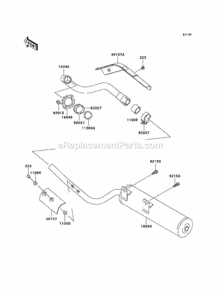 Muffler, S Diagram and Parts List for KEF300-B2 2002 Kawasaki 