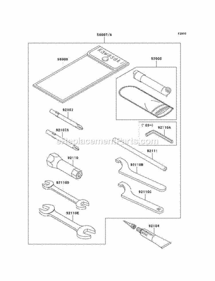 Owner'S Tools Diagram and Parts List for KEF300-B3 2003 Kawasaki 