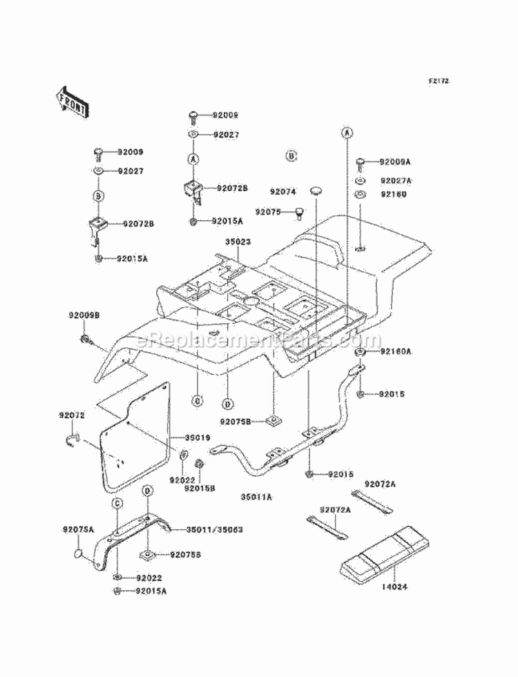 Rear Fender, S Diagram and Parts List for KEF300-B2 2002 Kawasaki 