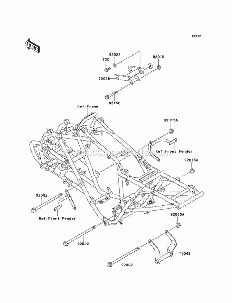 Engine Mount Diagram and Parts List for KEF300-B2 2002 Kawasaki 