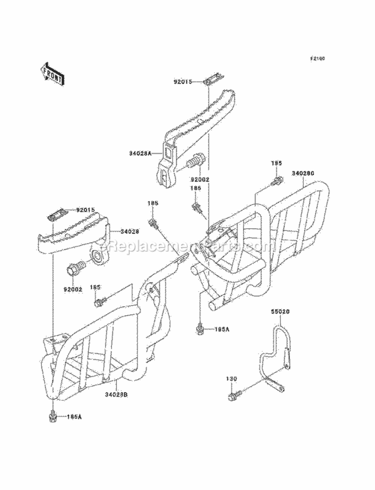 Footrests Diagram and Parts List for KEF300-B2 2002 Kawasaki 