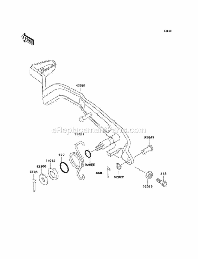 Brake Pedal Diagram and Parts List for KEF300-B2 2002 Kawasaki 