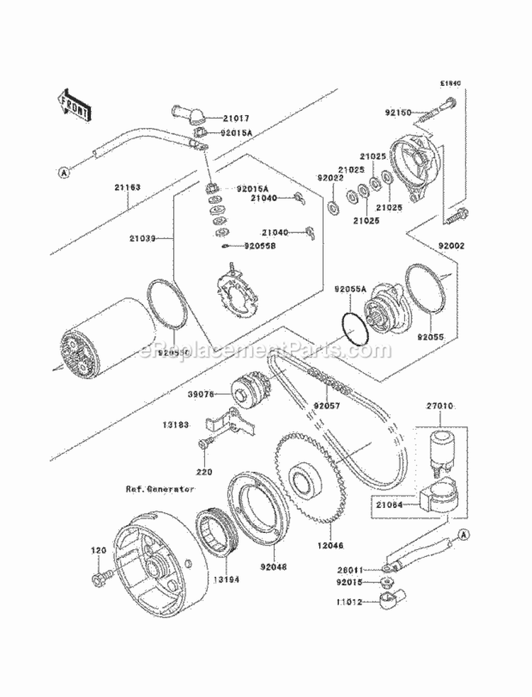 Starter Motor Diagram and Parts List for KEF300-B2 2002 Kawasaki 