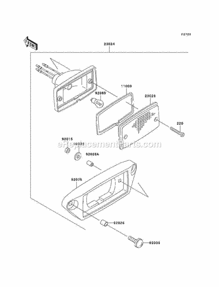 Taillight, S Diagram and Parts List for KEF300-B2 2002 Kawasaki 