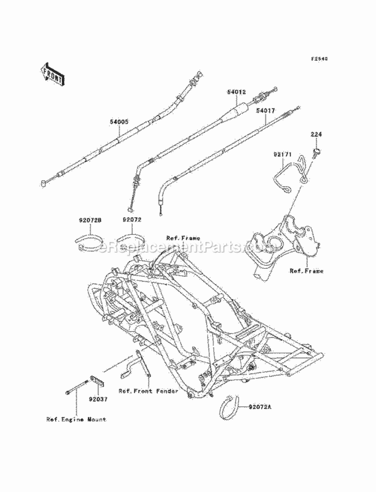 Cables Diagram and Parts List for KEF300-B2 2002 Kawasaki 