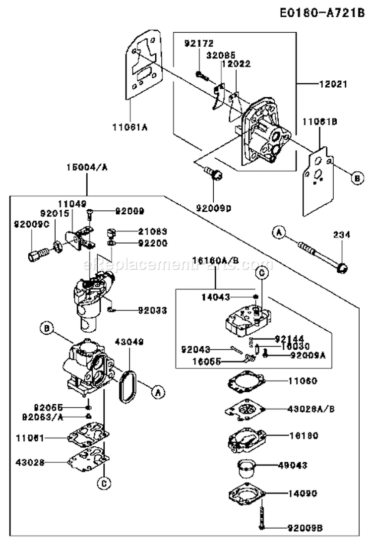 Page B Diagram and Parts List for KEL27B-AS00  Kawasaki Edger