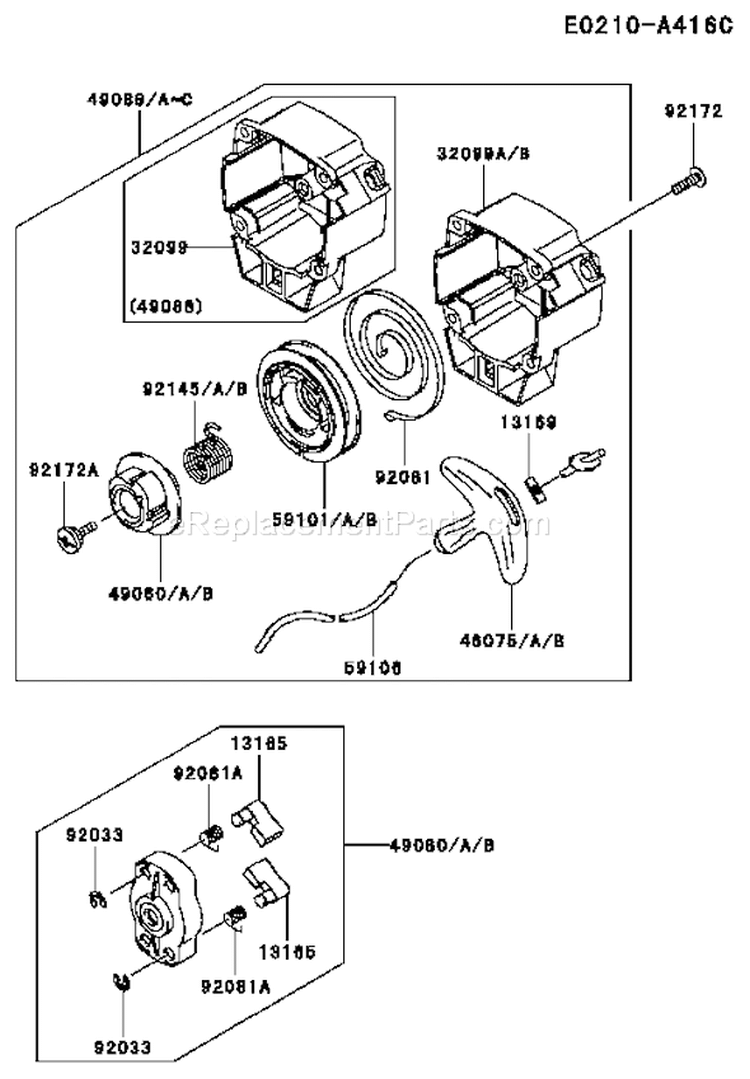 Page L Diagram and Parts List for KBL27B-BS00 A2 Kawasaki Trimmer