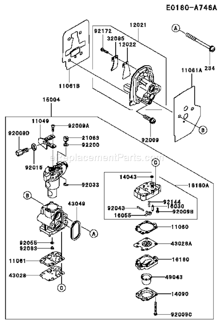 Page B Diagram and Parts List for KGT35A-BS00 A2 Kawasaki Trimmer